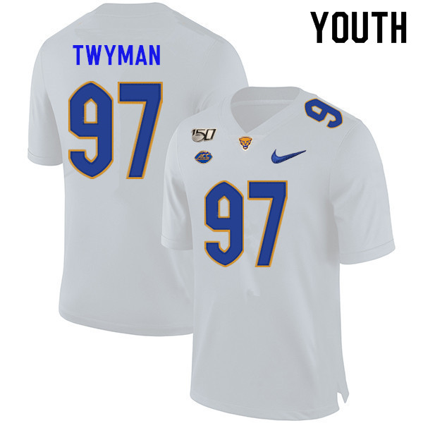 2019 Youth #97 Jaylen Twyman Pitt Panthers College Football Jerseys Sale-White